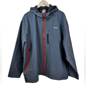 Red Head • Gray Windbreaker